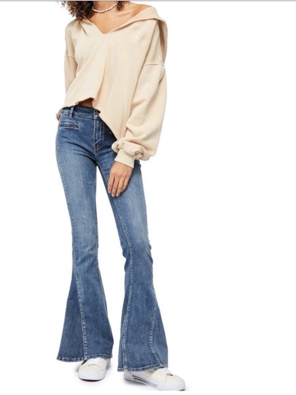 Free People We The Free Dream Lover Flare Leg Jeans Blue Size 25